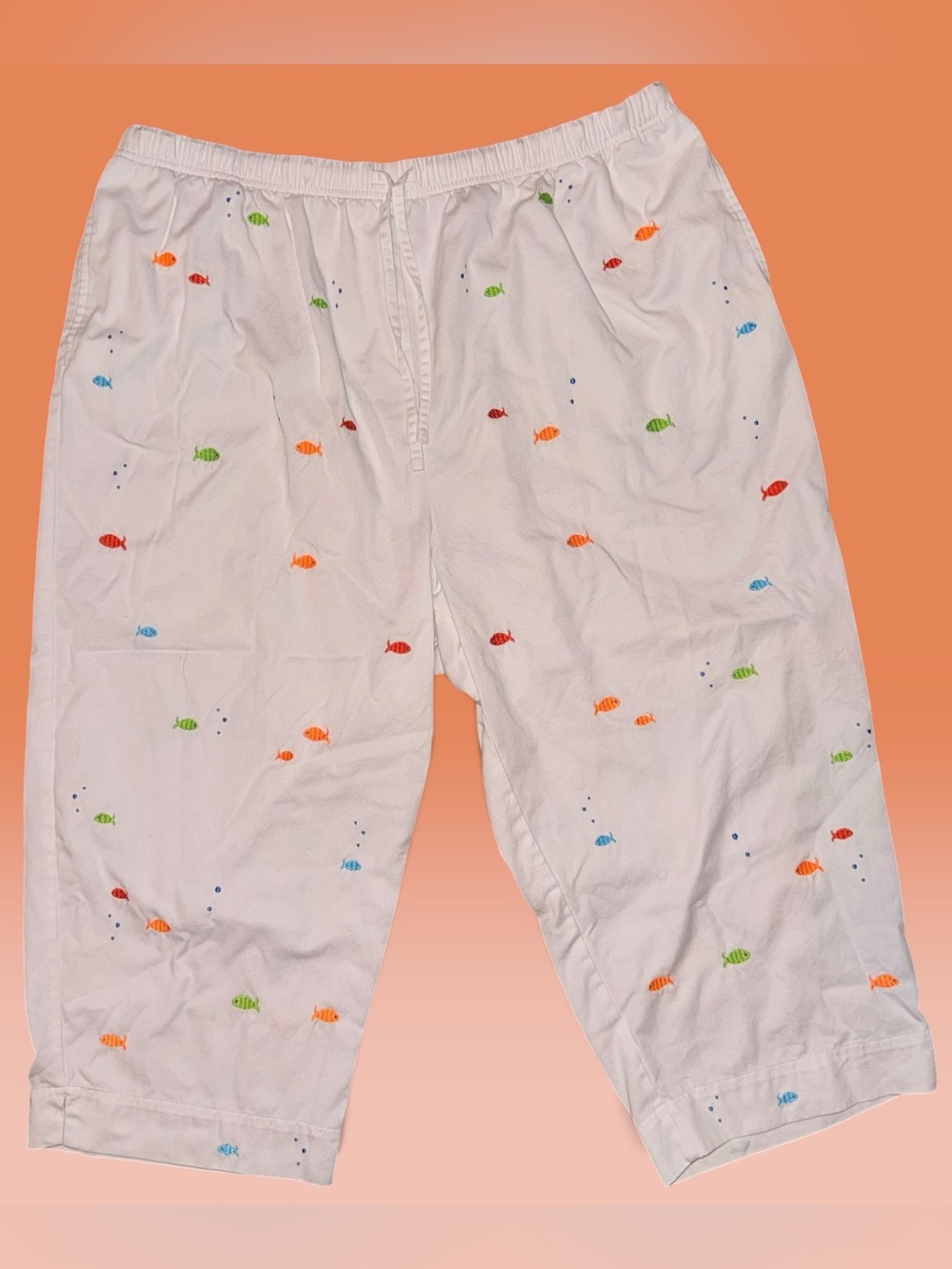 Vintage Y2K Breckenridge Woman 1X Embroidered Fish Cropped / Capri Pants